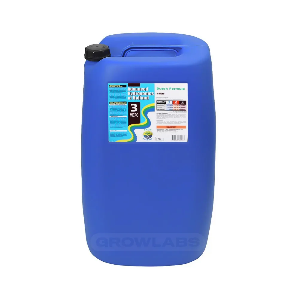 Advanced Hydroponics Dutch Formula - 3 Micro - 60 Liter - Growlabs Dutch Formula Micro